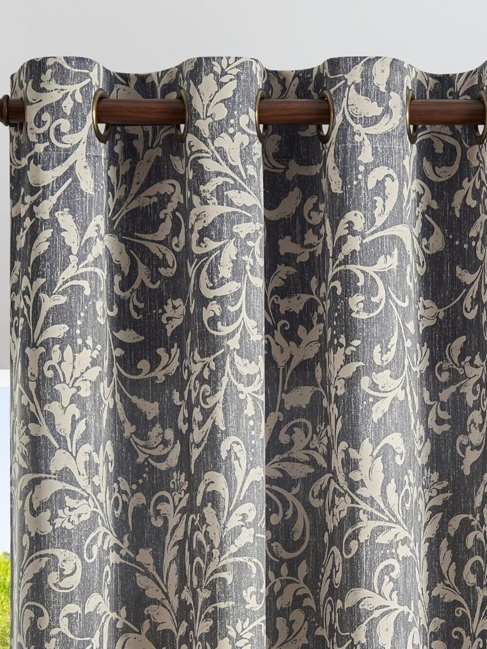 Blue Floral Curtians 84 Inch Room Darkening Grommet 2 Panels